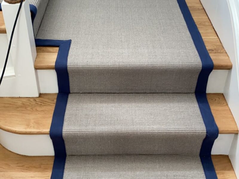 Crucial Trading - Sisal Harmony Boucle - Elegant Iron with French Navy Cotton binding